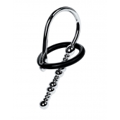 Серебристый уретральный плаг-бусины TOYFA Metal с мягким фиксириющим кольцом - ToyFa - купить с доставкой в Королеве