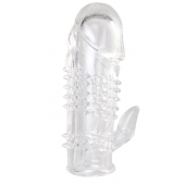 Прозрачная гелевая насадка с шипами и клиторальным отростком - 13 см. - Toyfa Basic - в Королеве купить с доставкой
