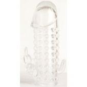 Гелевая прозрачная насадка с 2 отростками - 13 см. - Toyfa Basic - в Королеве купить с доставкой