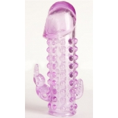 Закрытая фиолетовая насадка с 2 отростками - 13 см. - Toyfa Basic - в Королеве купить с доставкой