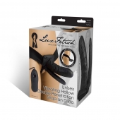 Полый страпон с двумя отростками и вибрацией Unisex Vibrating Hollow Strap-On Double Penetrating Dildo - 17,8 см. - Lux Fetish - купить с доставкой в Королеве