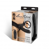 Чёрный полый страпон с вибрацией Unisex Vibrating Hollow Strap-On - 14 см. - Lux Fetish - купить с доставкой в Королеве