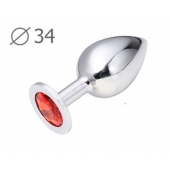 Коническая серебристая анальная втулка с красным кристаллом - 8,2 см. - Anal Jewelry Plug - купить с доставкой в Королеве