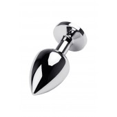 Серебристая коническая анальная пробка с красным кристаллом - 8 см. - ToyFa - купить с доставкой в Королеве