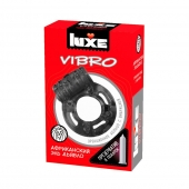 Чёрное эрекционное виброкольцо Luxe VIBRO  Африканский Эль Дьябло  + презерватив - Luxe - в Королеве купить с доставкой