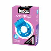 Голубое эрекционное виброкольцо Luxe VIBRO  Кошмар русалки  + презерватив - Luxe - в Королеве купить с доставкой