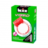 Розовое эрекционное виброкольцо Luxe VIBRO  Поцелуй стриптизёрши  + презерватив - Luxe - в Королеве купить с доставкой