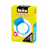 Голубое эрекционное виброкольцо Luxe VIBRO  Райская птица  + презерватив - Luxe - в Королеве купить с доставкой