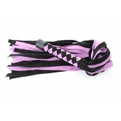 Черно-розовая плеть из замши - 58 см. - БДСМ Арсенал - купить с доставкой в Королеве