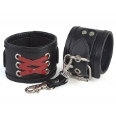 Кожаные наручники с декоративной лаковой шнуровкой - Sitabella - купить с доставкой в Королеве