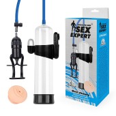 Прозрачная вакуумная вибропомпа Sex Expert с насадкой-вагиной - Sex Expert - в Королеве купить с доставкой