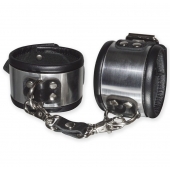 Эффектные серебристо-черные наручники с металлическим блеском - Sitabella - купить с доставкой в Королеве