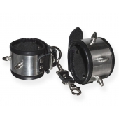 Серебристо-черные наручники с шипами и металлическим блеском - Sitabella - купить с доставкой в Королеве