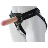 Черный пояс-трусики с насадкой  Гламур Dana  - 15,5 см. - LOVETOY (А-Полимер) - купить с доставкой в Королеве