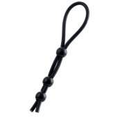 Черное лассо на пенис с тремя бусинами - A-toys - в Королеве купить с доставкой