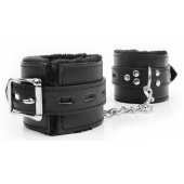 Черные наручники на металлических карабинах - Notabu - купить с доставкой в Королеве