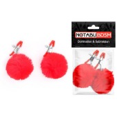 Зажимы для сосков с красным пушком - Notabu - купить с доставкой в Королеве