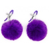 Зажимы для сосков с фиолетовым пушком - Notabu - купить с доставкой в Королеве