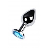 Серебристая конусовидная анальная пробка с голубым кристаллом - 8 см. - ToyFa - купить с доставкой в Королеве