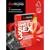 Презервативы для орального секса DOMINO Sweet Sex с ароматом клубничного коктейля  - 3 шт. - Domino - купить с доставкой в Королеве