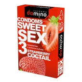 Презервативы для орального секса DOMINO Sweet Sex с ароматом клубничного коктейля  - 3 шт. - Domino - купить с доставкой в Королеве