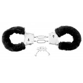 Меховые чёрные наручники Beginner s Furry Cuffs - Pipedream - купить с доставкой в Королеве