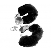 Металлические наручники Furry Love Cuffs с черным мехом - Pipedream - купить с доставкой в Королеве