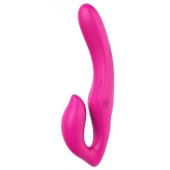 Ярко-розовый безремневой страпон REMOTE DOUBLE DIPPER - 22 см. - Dream Toys - купить с доставкой в Королеве