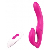 Ярко-розовый безремневой страпон REMOTE DOUBLE DIPPER - 22 см. - Dream Toys - купить с доставкой в Королеве