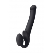 Черный безремневой страпон Silicone Bendable Strap-On M - Strap-on-me - купить с доставкой в Королеве