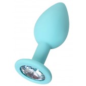 Мятная анальная пробка с прозрачным кристаллом Brilliant - 7 см. - ToyFa - купить с доставкой в Королеве