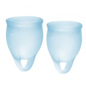 Набор голубых менструальных чаш Feel confident Menstrual Cup - Satisfyer - купить с доставкой в Королеве