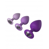 Набор из 3 фиолетовых анальных пробок со стразами Little Gems Trainer Set - Pipedream - купить с доставкой в Королеве