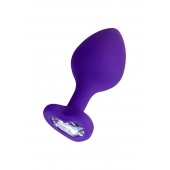 Фиолетовая анальная втулка Diamond Heart с прозрачным кристаллом - 8 см. - ToyFa - купить с доставкой в Королеве