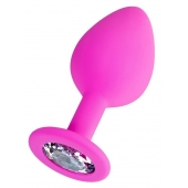 Розовая анальная втулка Brilliant с прозрачным кристаллом - 7 см. - ToyFa - купить с доставкой в Королеве