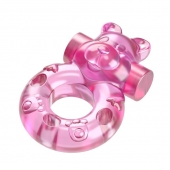 Розовое эрекционное виброкольцо на пенис Pink Bear - Baile - в Королеве купить с доставкой