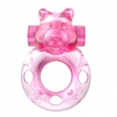 Розовое эрекционное виброкольцо на пенис Pink Bear - Baile - в Королеве купить с доставкой