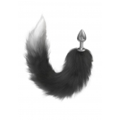 Серебристая анальная пробка с черным хвостом Galaxy - Lola Games - купить с доставкой в Королеве