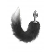 Серебристая анальная пробка с черным хвостом Starlit - Lola Games - купить с доставкой в Королеве