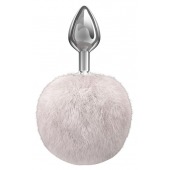 Серебристая анальная пробка с белым пушистым хвостиком Twinkle - Lola Games - купить с доставкой в Королеве