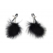 Зажимы на соски с черным пухом Euphoric - Lola Games - купить с доставкой в Королеве