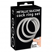 Набор из 3 эрекционных колец под металл Metallic Silicone Cock Ring Set - Orion - в Королеве купить с доставкой