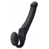 Черный безремневой вибрострапон Silicone Bendable Strap-On M - Strap-on-me - купить с доставкой в Королеве