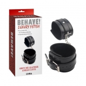 Черные оковы на ноги Obey Me Leather Ankle Cuffs - Chisa - купить с доставкой в Королеве