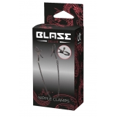 Черные зажимы на соски на цепочке BLAZE DELUXE NIPPLE CLAMPS - Dream Toys - купить с доставкой в Королеве