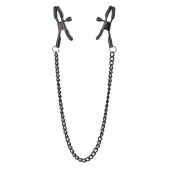 Черные зажимы на соски на цепочке BLAZE DELUXE NIPPLE CLAMPS - Dream Toys - купить с доставкой в Королеве