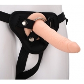 Телесный страпон на черных трусиках STRAP ON REAL DILDO - 20 см. - Dream Toys - купить с доставкой в Королеве