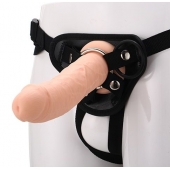 Черные трусики с телесной насадкой STRAP ON REAL DILDO - 21 см. - Dream Toys - купить с доставкой в Королеве