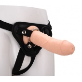 Черные трусики с телесной насадкой STRAP ON REAL DILDO - 21 см. - Dream Toys - купить с доставкой в Королеве