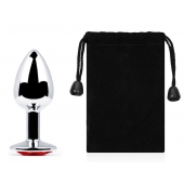 Серебристая анальная пробка с красным стразом - 7,2 см. - Anal Jewelry Plug - купить с доставкой в Королеве